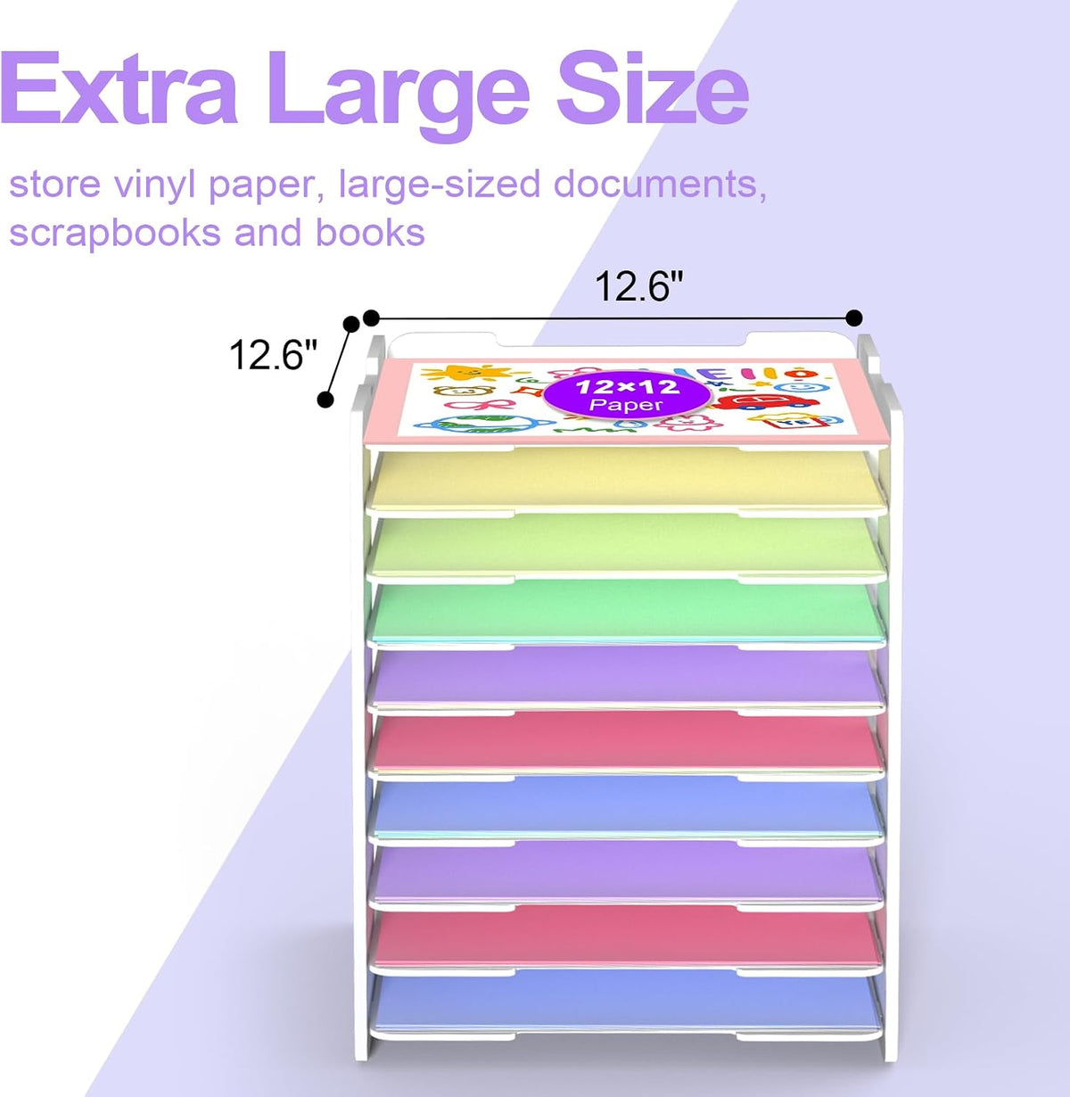 12x12 Paper Organizer,10-Tier Stackable Scrapbook Paper Storage