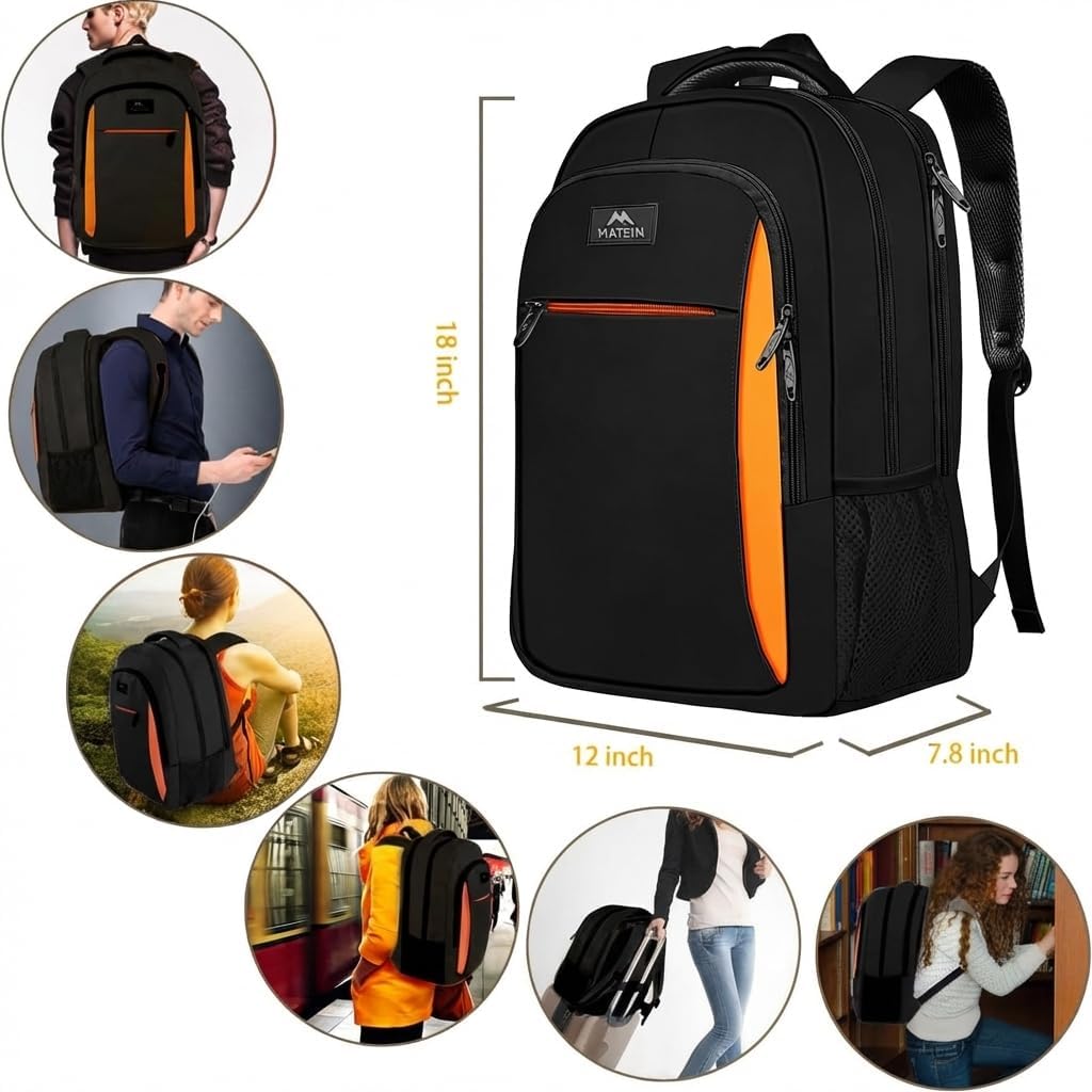 MATEIN Travel Laptop Backpack, Slim Sturdy College Laptops Backpack, Business Anti Theft Water Resistant Computer Bag Gift for Men & Women Fits 15.6 Inch Notebook