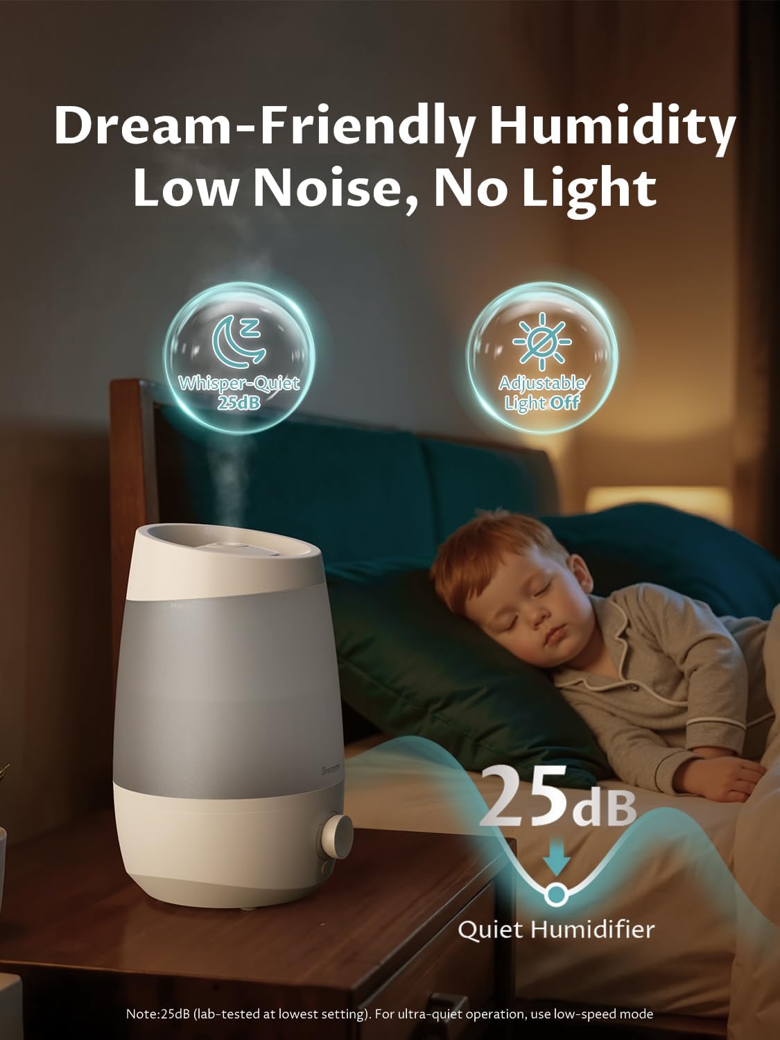 BREEZOME 2.5L Top Fill Humidifiers for Bedroom, 250ml/h Mist Output, 25hrs Humidifiers for Home, 7 Adjustable LED, Essential Oil Diffuser, 25dB Ultrasonic Humidifier for Baby and Indoor Plants, White