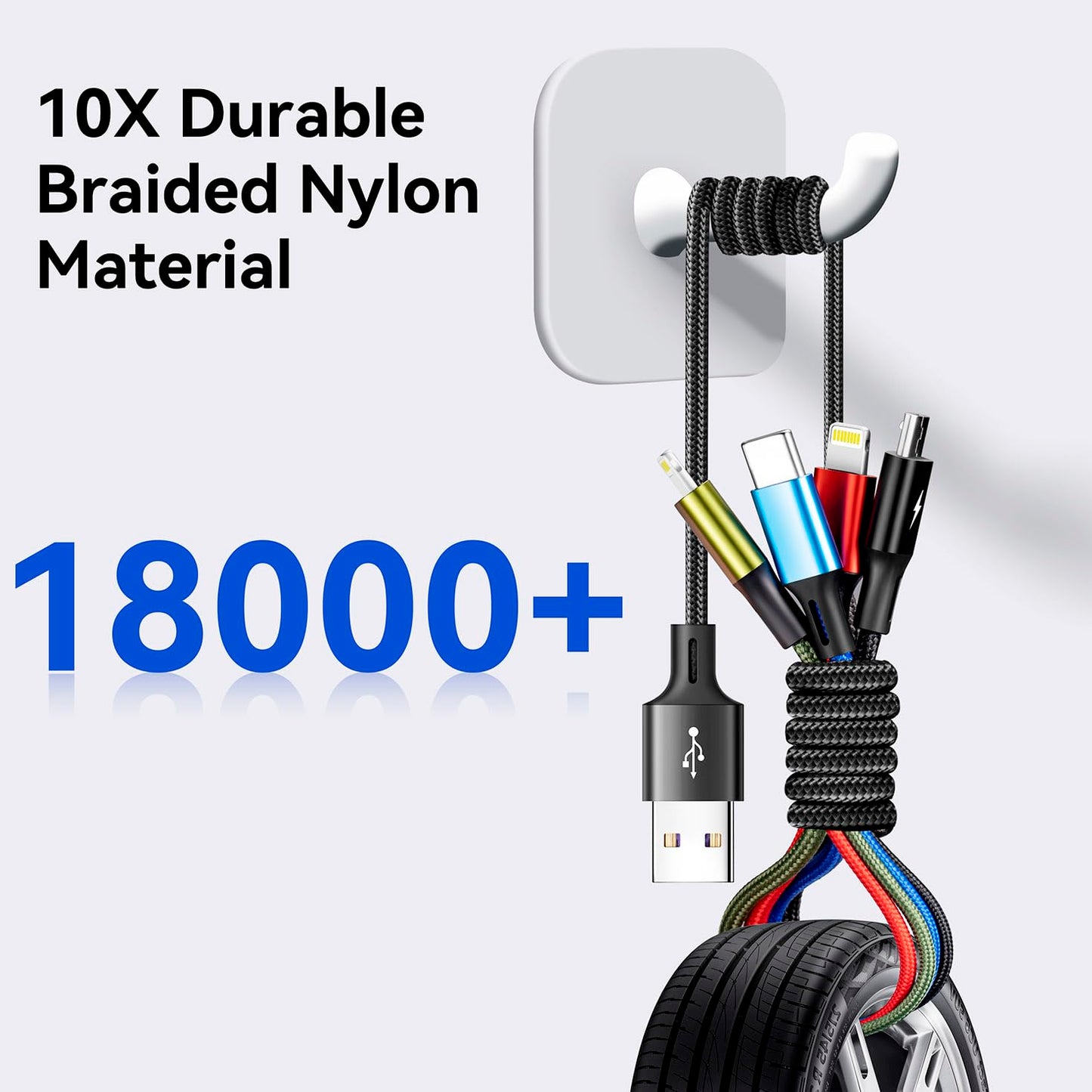 Multi Charging Cable, [2Pack 6Ft] 4 in 1 Braided Multi Fast Charging Cord, Multiple Charger USB Cable Adapter IP/Type C/Micro Port for Cell Phones,iPhone Series, Tablets, Samsung Galaxy, PS & More