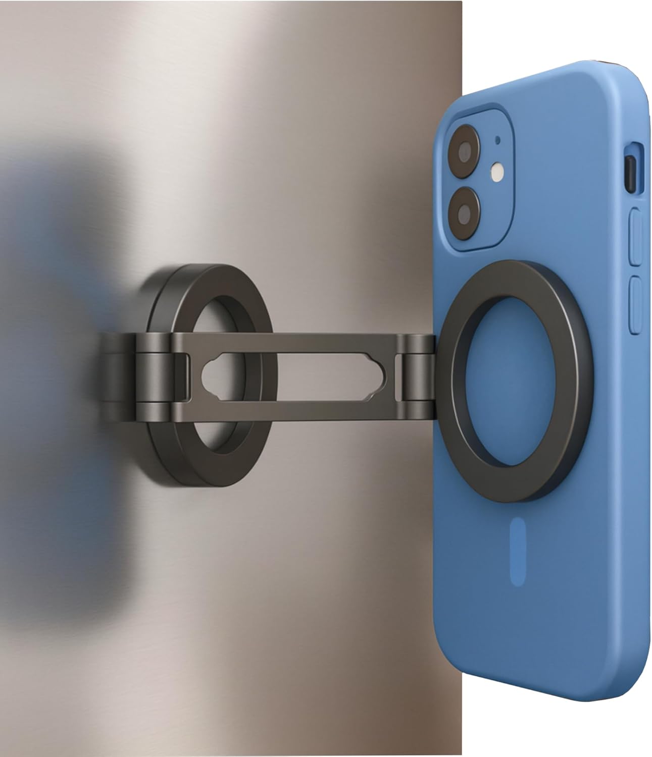 Maxby Refrigerator Phone Holder | Strong Magnetic Mount with Adjustable Arm and 360° Rotation | Hands-Free Kitchen Use | for Phones and Tablets | for Fridge and Other Metal Surfaces