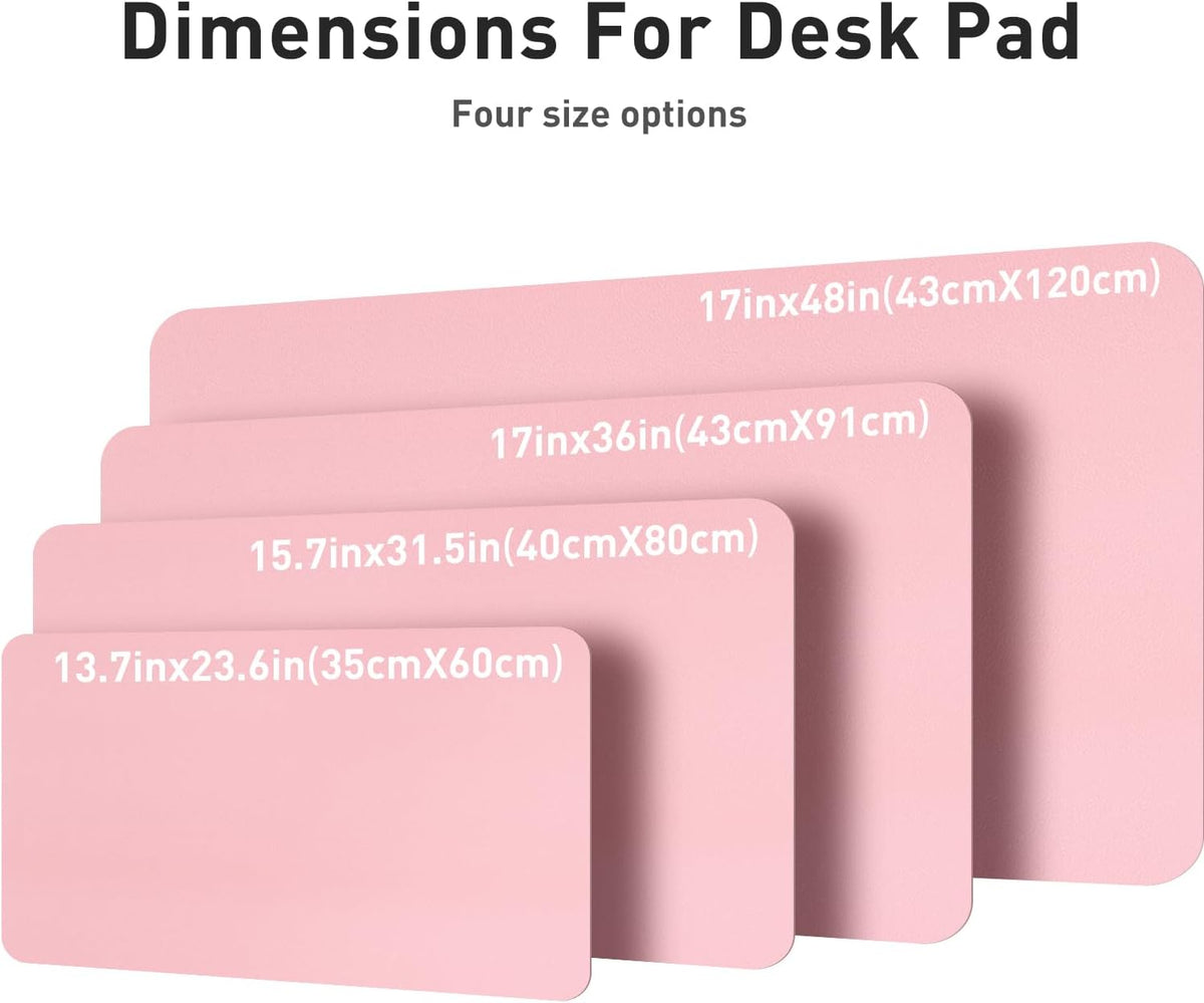 Aothia Leather Desk Pad Protector, Mouse Pad, Office Desk Mat, Non-Slip PU Leather Desk Blotter, Laptop Desk Pad, Waterproof Desk Writing Pad for Office and Home (36" x 17", Fairy Pink)