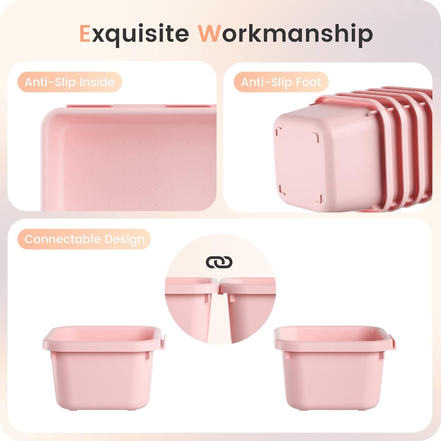 A-LuGei【𝟰𝟲𝗣𝗖𝗦【5 Size】 Tool Box Organizer Tray Divider Set, 【Pink】 Desk Drawer Organizer, Garage Organization and Storage Toolbox Accessories Rolling Tool Chest Cart Cabinet WorkBench Small Part