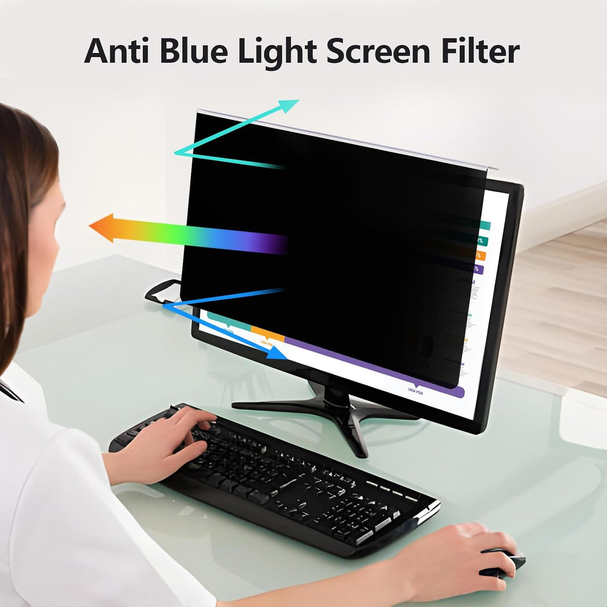 【2-Pack】27 Inch Hanging Computer Privacy Screen | Anti-Spy | Blue Light