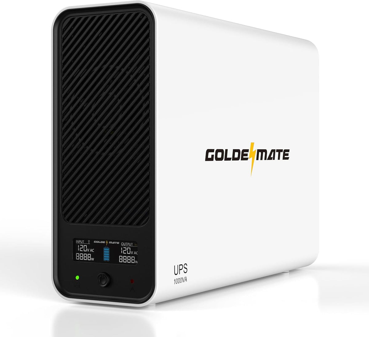 GOLDENMATE 1000VA/600W Lithium UPS Battery Backup & Surge Protector, White