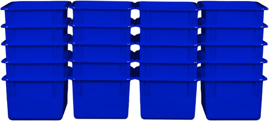 Wood Designs Cubby Storage Bin, Heavy Duty Plastic Containers for Kids Blue Cubby Tray Set of 20