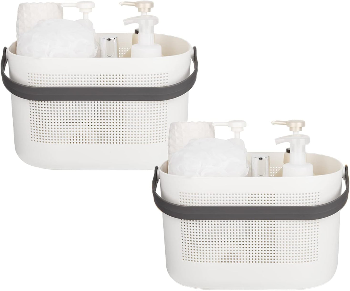 UUJOLY Plastic Storage Baskets with Handles, Shower Caddy Shelf Organizers Basket for Bathroom, Kitchen, Dorm Room, Black