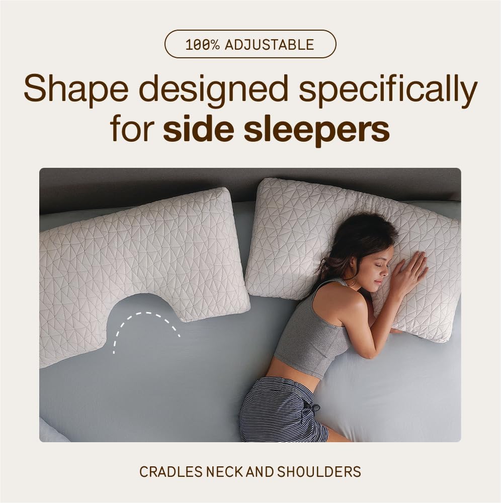 Coop Home Goods Original Cut-Out Adjustable Pillow, Queen Size Bed Pillows for Neck & Head Support, 18 x 28 “ Memory Foam Pillows - Medium Firm for Side Sleeper, CertiPUR-US/GREENGUARD Gold