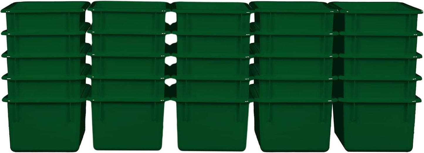 Wood Designs Cubby Storage Bin, Heavy Duty Plastic Containers for Kids Green Cubby Tray Set of 25