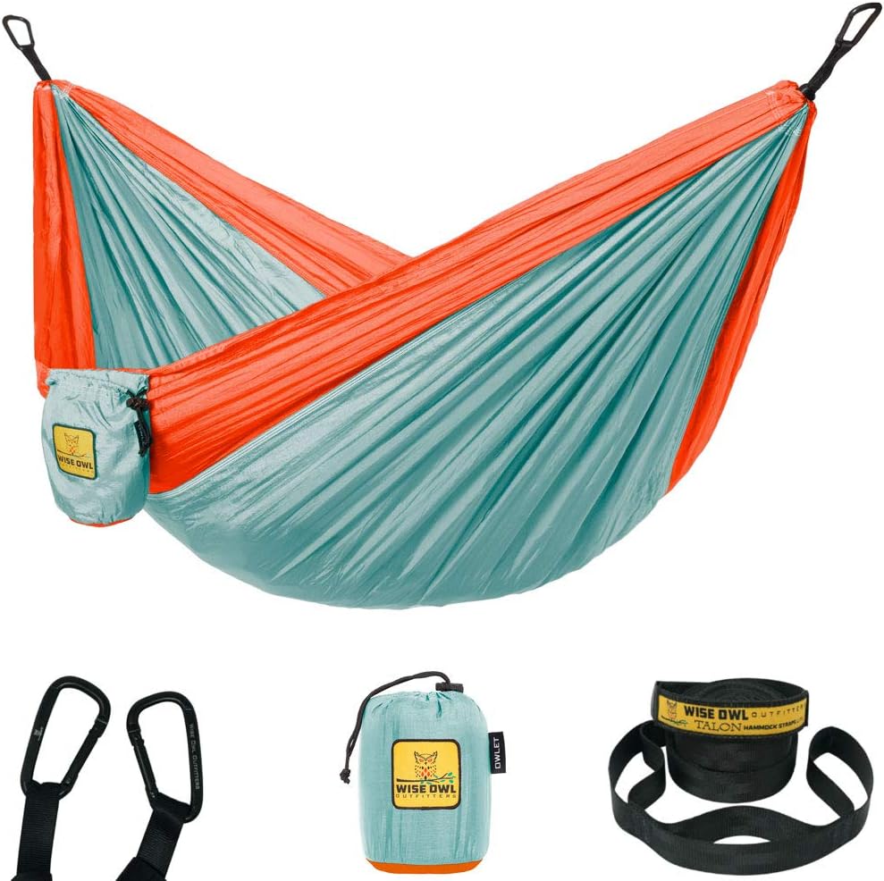 Wise Owl Outfitters Camping Hammock – up to 500lbs Portable Hammock with Tree Straps - Travel, Backpacking, Hiking, Outdoors Camping Gear - Single or Double