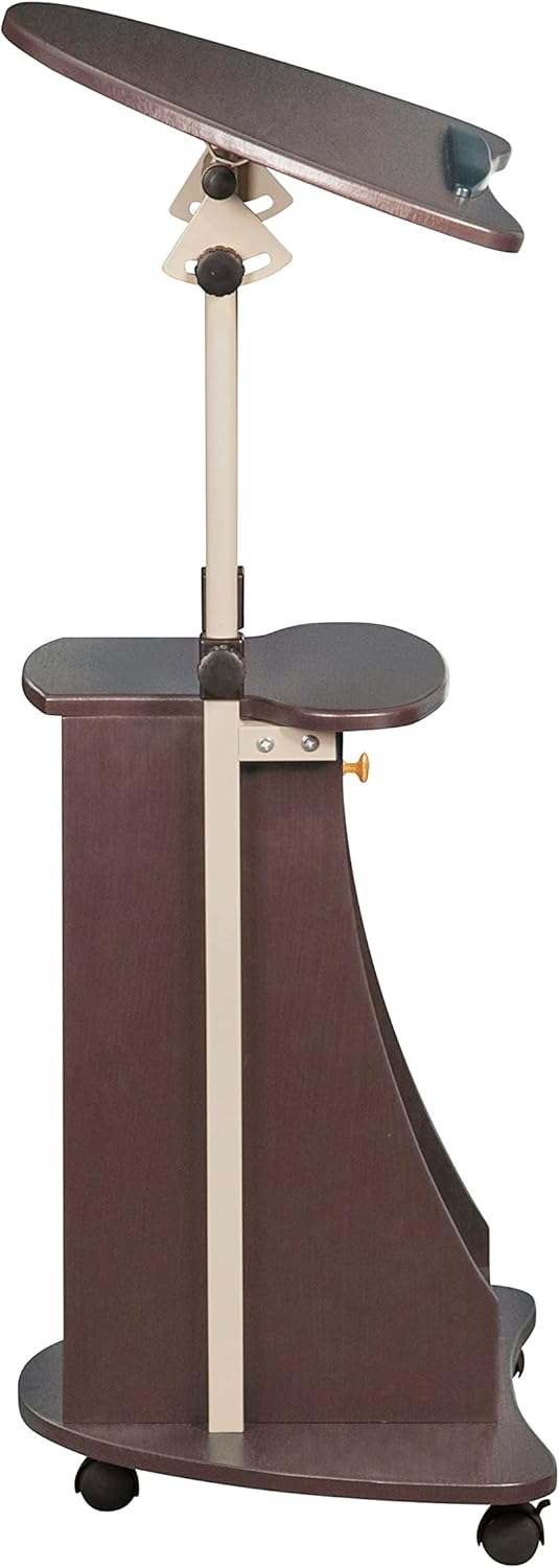 Techni Mobili Sit-to-Stand Rolling Adjustable Storage Medical Laptop Computer Cart, Chocolate, B005