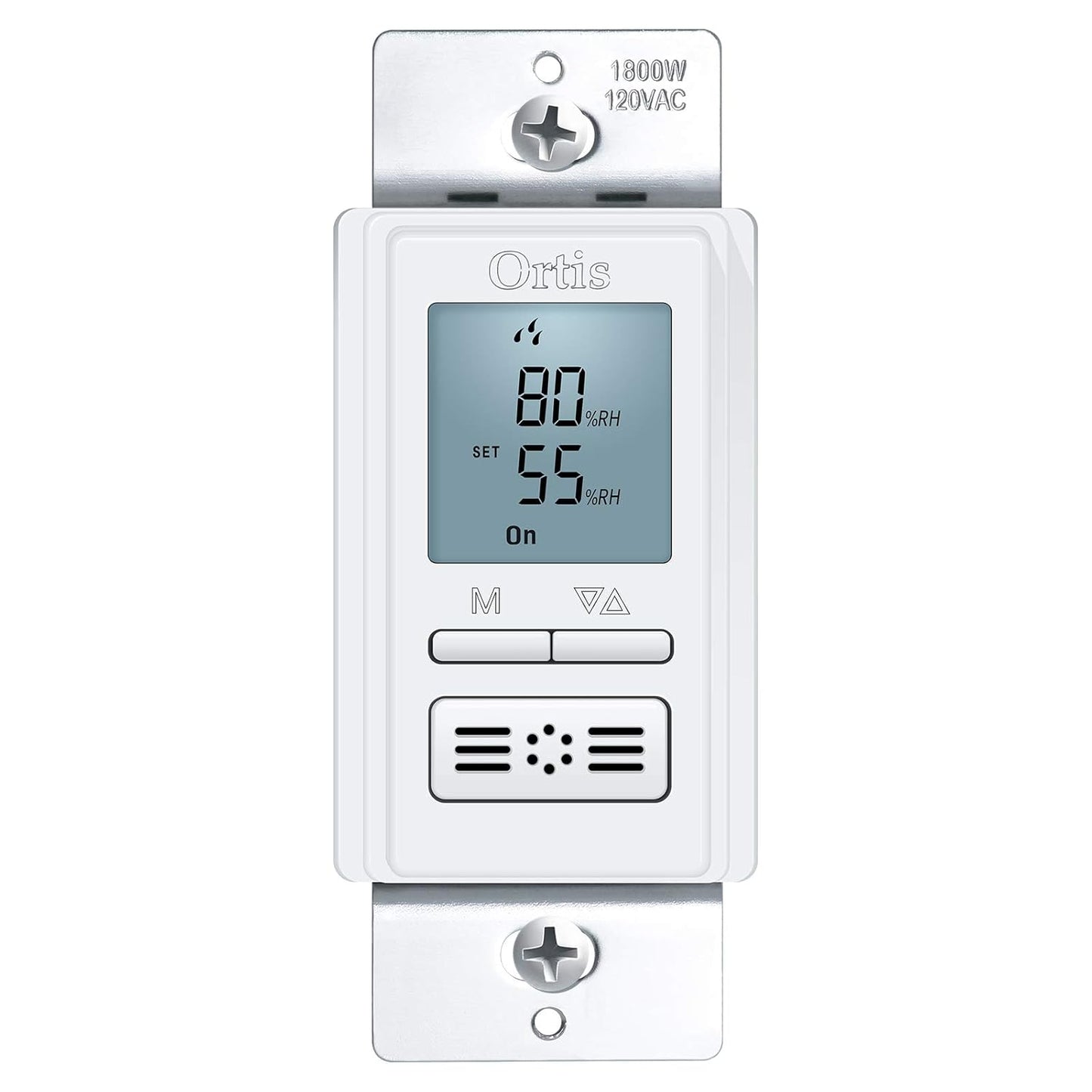 [New Generation] Humidity Sensor Switch, Ortis in-Wall Bathroom Fan Automated Control Switch, Air Moisture Detection, Neutral Wire Required, White, 120V/220V
