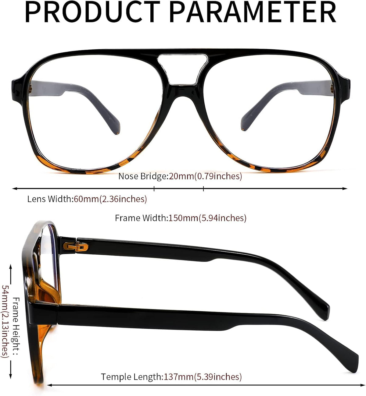 FEISEDY 70s Aviator Glasses Frame Blue Light Blocking Glasses Oversized Square Computer Glasses Women Men B2888