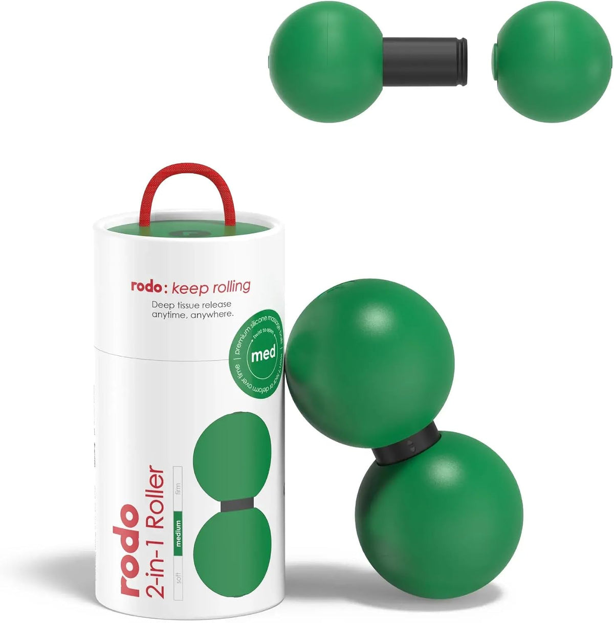 Rodo 2-in-1 Medium Peanut & Lacrosse Ball Roller | Deep Tissue Massage Tool for Fascia, Plantar Fasciitis, Hips & Back | Mobility & Recovery Roller | Compact, Travel-Friendly, Pilates & Therapy Ready