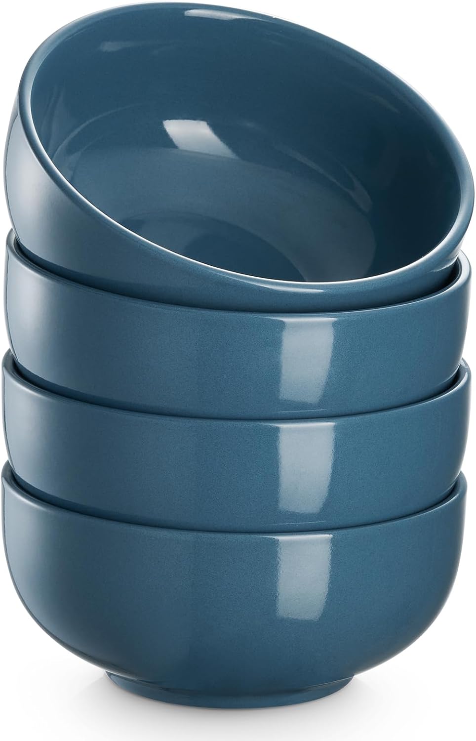 DOWAN 22 OZ Ceramic Soup Bowls & Cereal Bowls - 6" Classic Bowls Set of 4 for Soup, Cereal, Oatmeal, Fruit, Rice - Dishwasher & Microwave Safe (Turquoise)