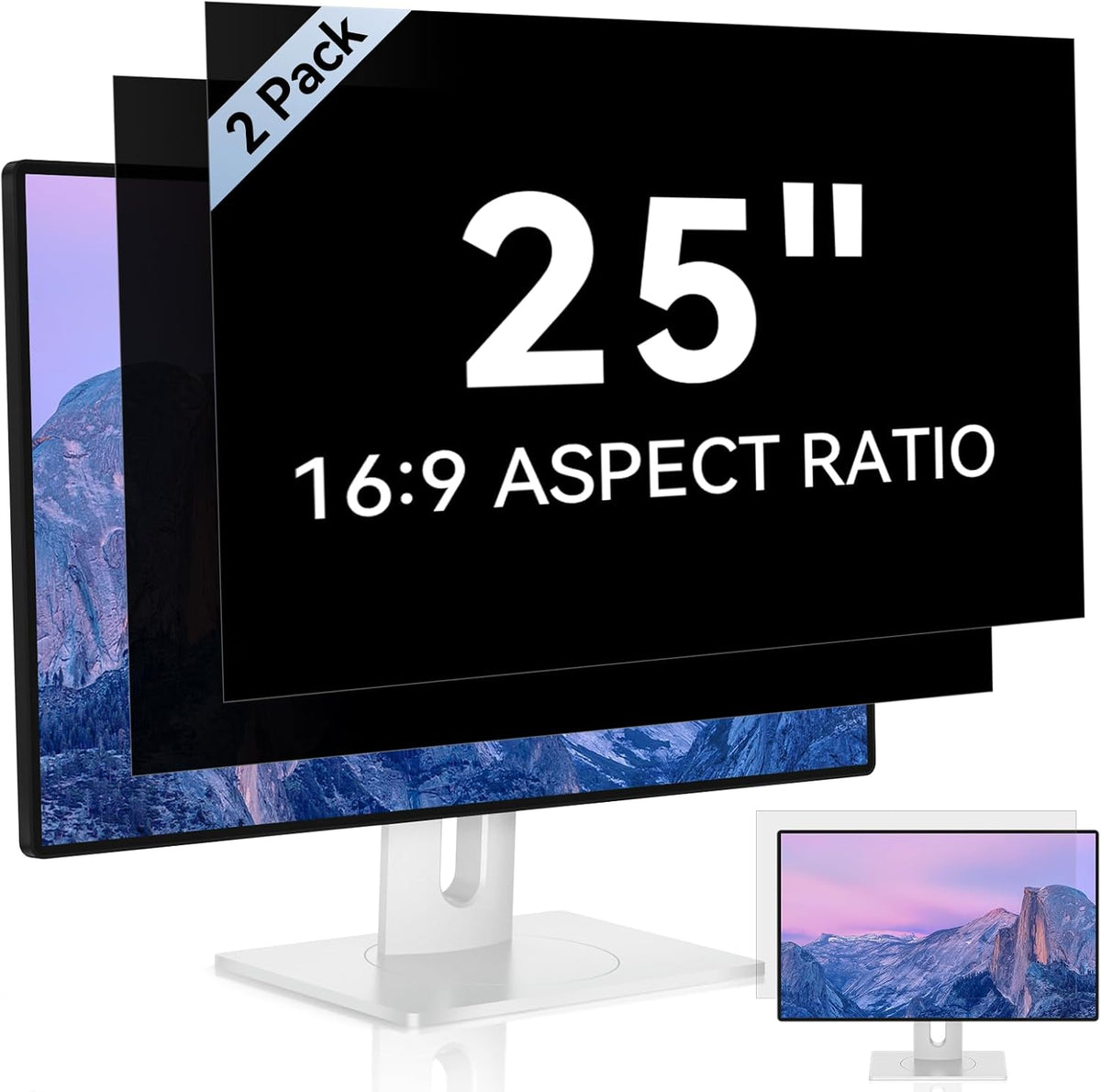 [2 Pack] 25 Inch Computer Privacy Screen for 16:9 Aspect Ratio Widescreen Monitor, Eye Protection Anti Glare Blue Light Computer Monitor Privacy Filter, Removable Anti-Scratch 25in Protector Film
