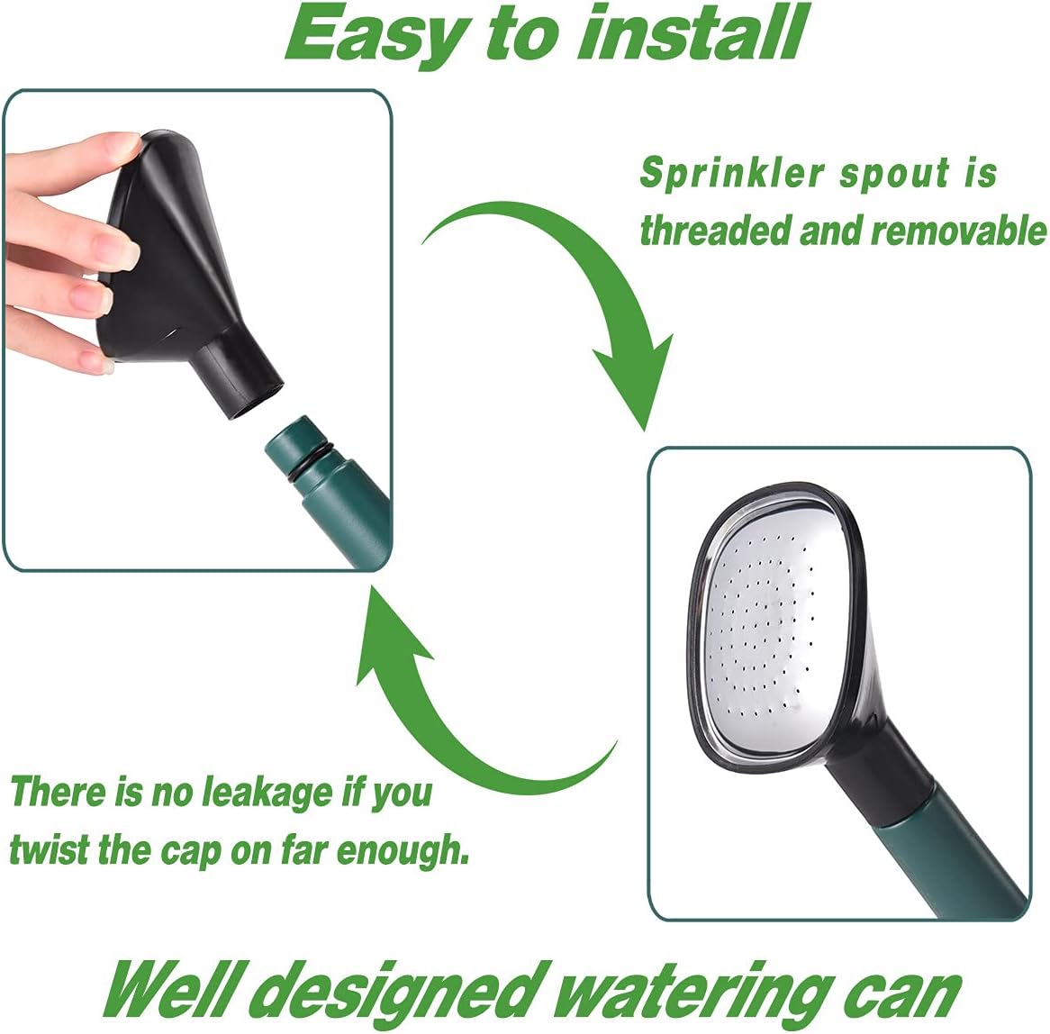 Watering Can 1 Gallon for Indoor Plants, Garden Watering Cans Outdoor Plant House Flower, Gallon Watering Can Large Long Spout with Sprinkler Head (Green)