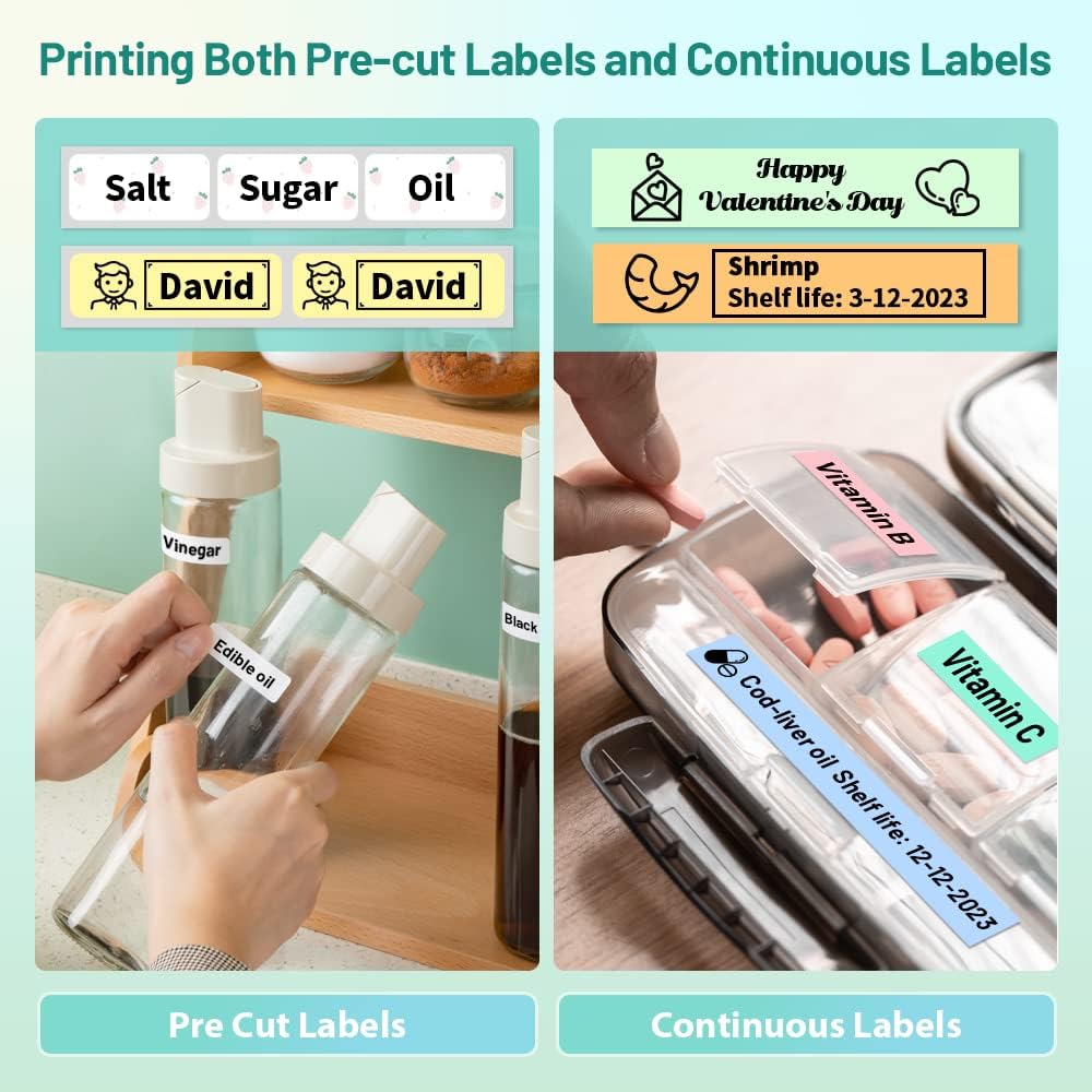 Phomemo Label Maker, D30 Portable Bluetooth Label Maker Machine with Tape, Small Mini Label Printer, Multiple Templates Fonts Icon Labeler for Home, School, Office