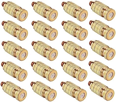 20pcs High Pressure Atomizer Nozzle Brass Misting Nozzles for Outdoor Cooling System, Landscaping, Greenhouse Irrigation, Air Humidification, Anti-Drip Fogging Spray Head(0.012"/0.3mm)