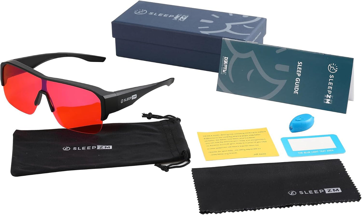 Sleep ZM Fit Over Blue Light Blocking Glasses for Sleep - 100% Red, XXL