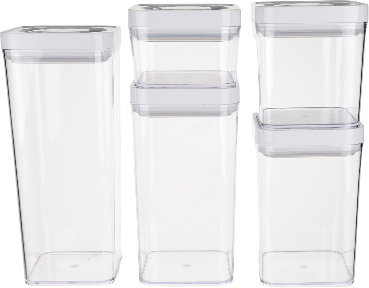 Amazon Basics Airtight Food Storage Containers, BPA Free, Dishwasher Safe, with Twist/Turn Lids, for Kitchen Pantry Organization, 10-Piece Square Set, Clear Plastic