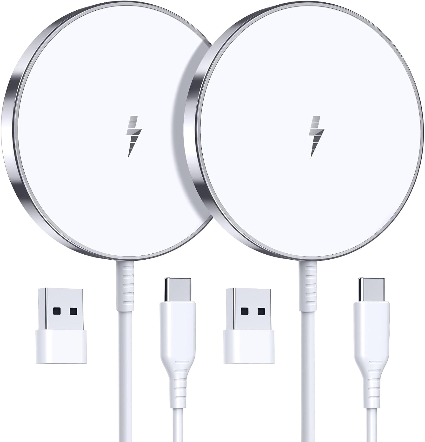 Magnetic Wireless Charger 15W Fast Mag Safe Charger for Cell iPhone 17 Pro Max/17 Pro/17 Air/17/16/15/14/13/12 Series 2 Pack Charging Pad for AirPods 3/2/Pro 2/Pro Original Replacement