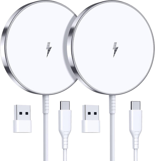 Magnetic Wireless Charger 15W Fast Mag Safe Charger for Cell iPhone 17 Pro Max/17 Pro/17 Air/17/16/15/14/13/12 Series 2 Pack Charging Pad for AirPods 3/2/Pro 2/Pro Original Replacement