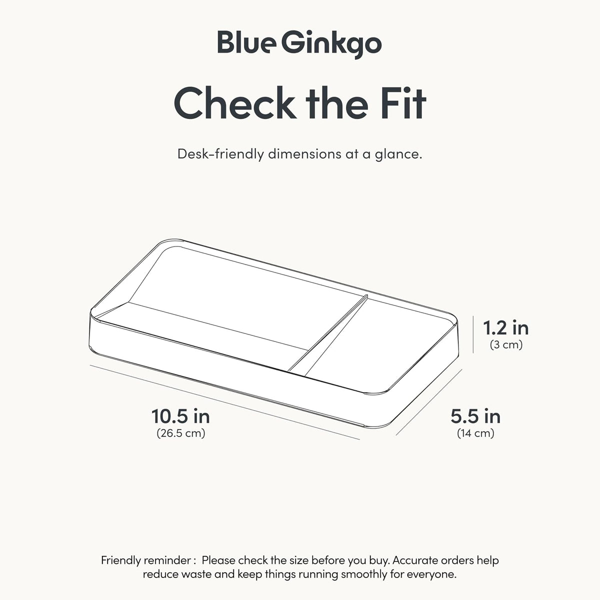 BLUE GINKGO Desk Organizer Tray, White, Made in Korea
