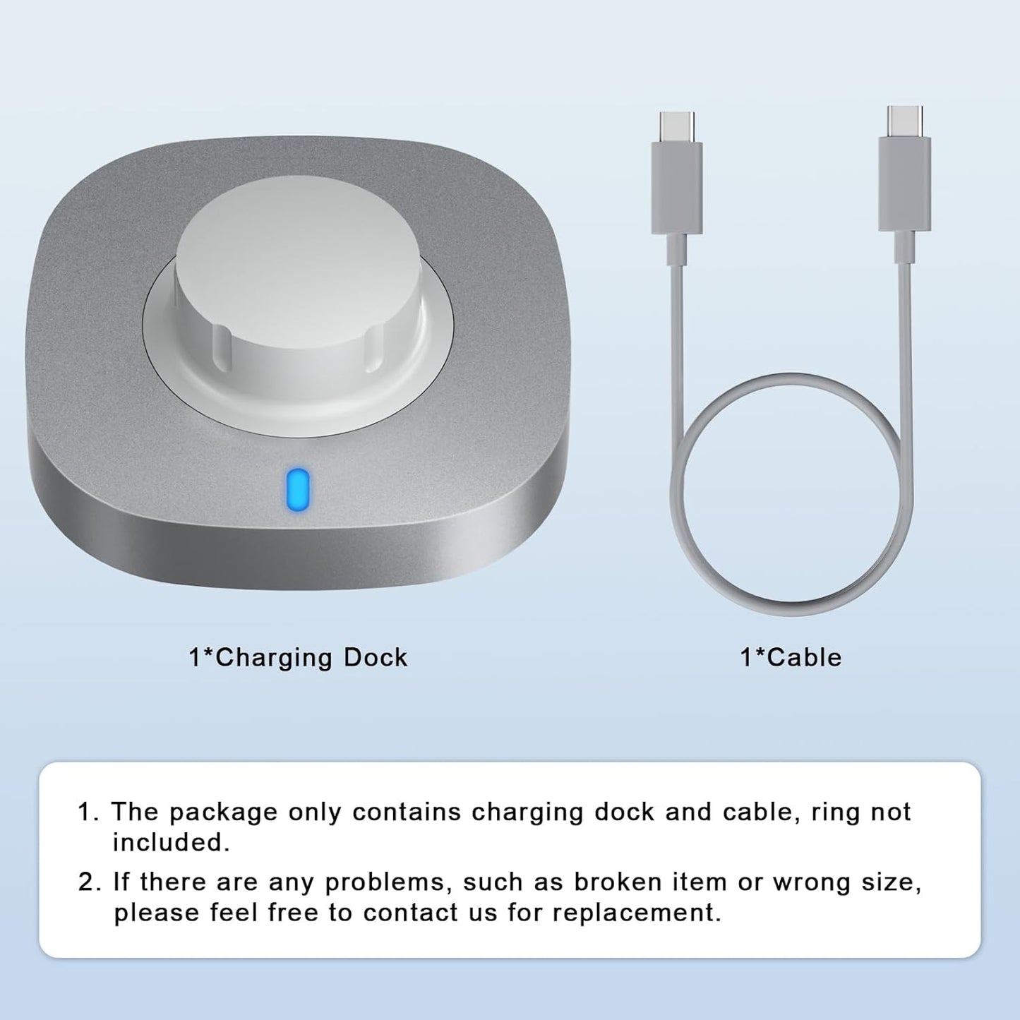 Charger Compatible with Ring Gen 4 Size 8, Fast Charging Dock with USB-C Cable (Not Compatible with Ring Gen 3)