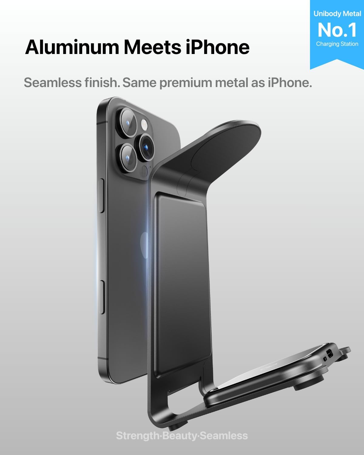 Intoval Aluminum 3 in 1 Wireless Charging Station for iPhone 17 16 15 14 13 12 11 Pro Max XR, Wireless Charger for Apple Watch 11 10 9 8 7 Ultra SE 3 2, Phone Charger for AirPods 4 Pro 2 3 (Grey)