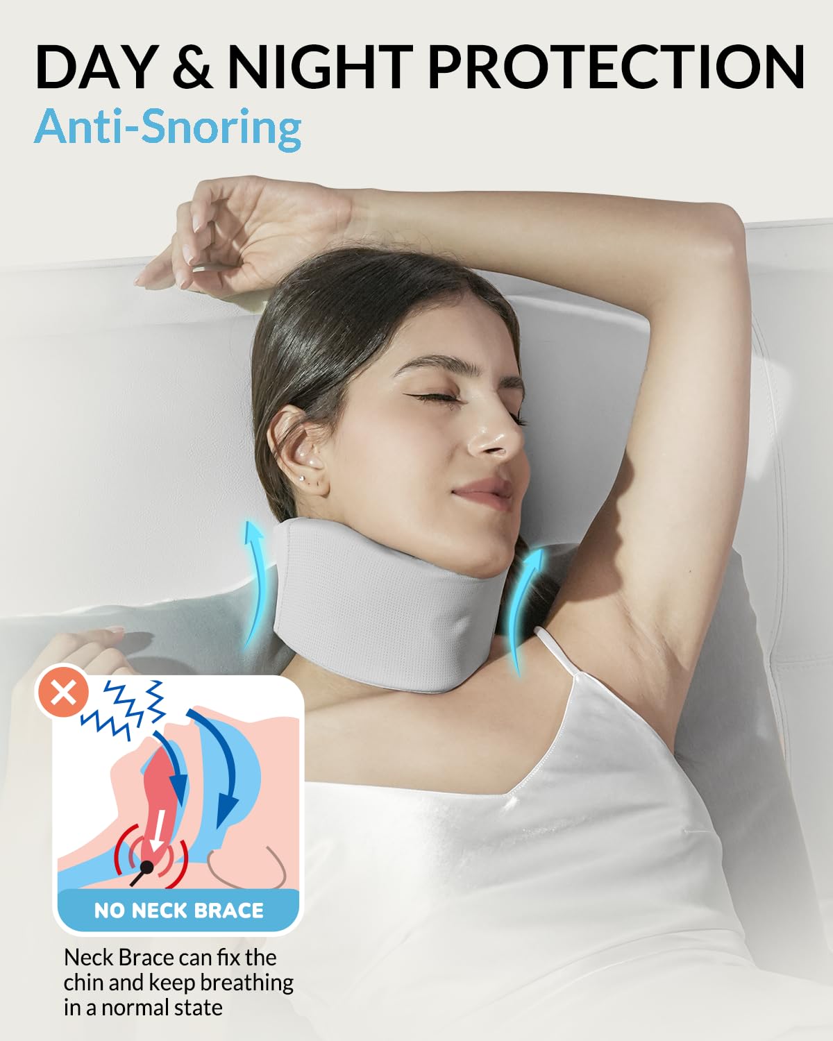 Ice Silk Neck Brace - Soft, Breathable Cervical Collar for Pain Relief & Posture Correction - Anti-Snoring Support for Comfortable Sleep - Ideal for Office Workers