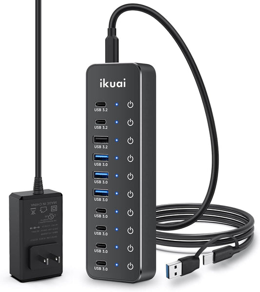 10-Port Powered USB 3.2 / USB C Hub Extender for PC Laptop