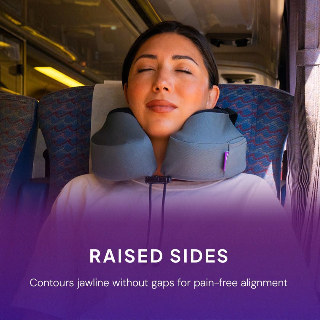 Cabeau Evolution S3 Airplane Travel Pillow for Long Flights - Supportive Memory Foam Body Positioner with Seat Straps to Secure Your Head and Neck and Provides 360 Support (Jet Black)