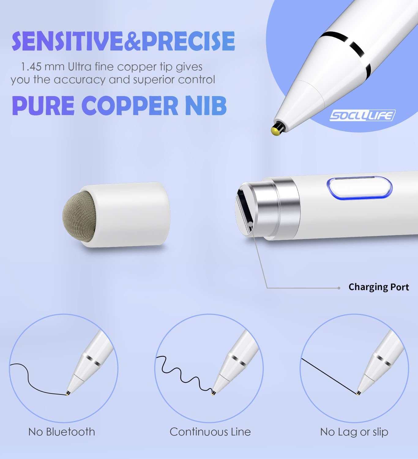 Active Stylus Pen for Touch Screens,Dual Pen Tips for Drawing Writing,High Precise Universal Digital Pencil for A-pple i-Phone 17/16/15/14/13/12/11/X, i-Pad Air/Pro/Mini,Tablet/Phone/Sam-Sung/K-indle