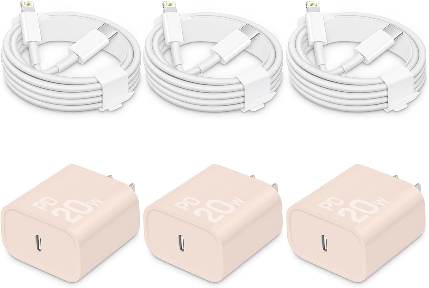 CXX Fast Charger for iPhone [3-Pack, MFi Certified], 20W USB-C PD Block with 6Ft Charging Cable Compatible with iPhone 14/13/12/11/Pro Max & iPad