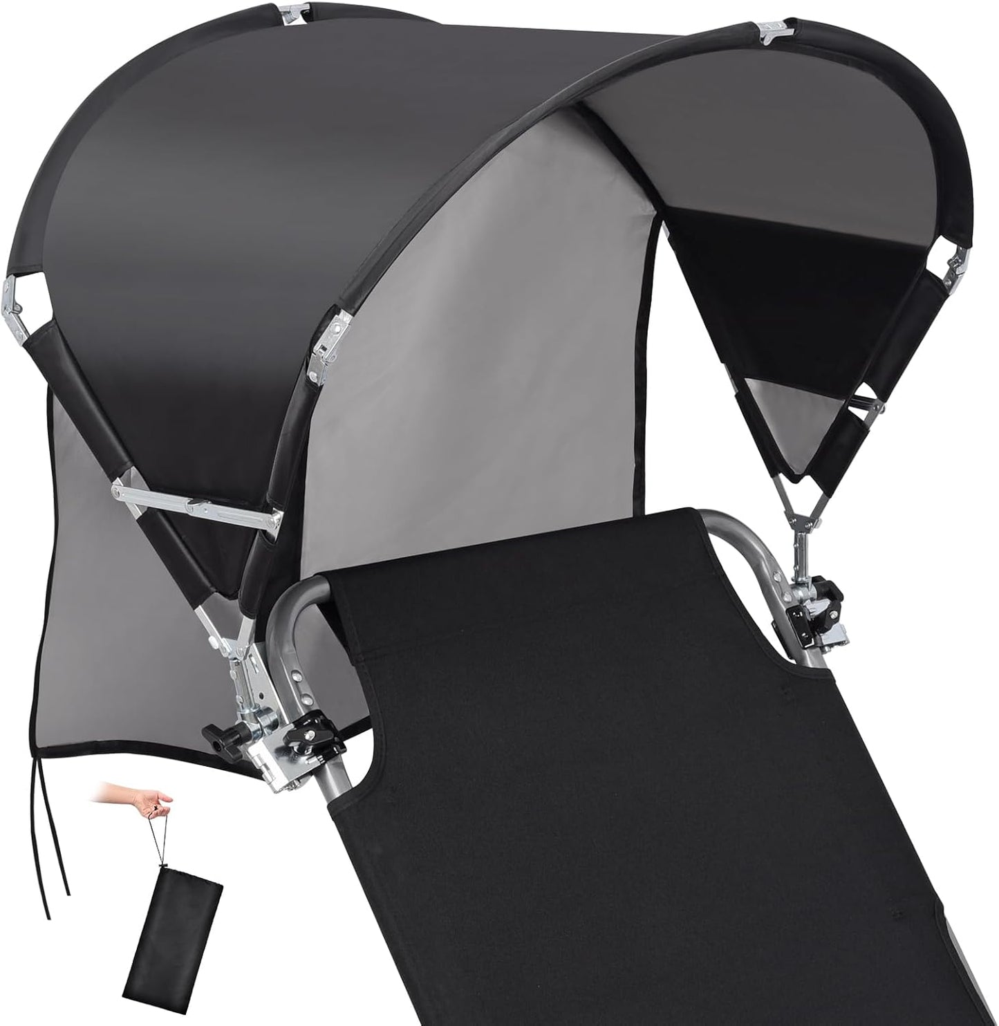 Universal Wind-Resistant Chair Umbrella Canopy, Foldable Portable UPF 50+ Sun Shade Attachment with Adjustable Clamp, Fits Most Beach, Camping, Lawn, Sports, Tanning, Zero Gravity Chairs, Patented