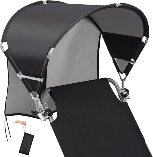 Universal Wind-Resistant Chair Umbrella Canopy, Foldable Portable UPF 50+ Sun Shade Attachment with Adjustable Clamp, Fits Most Beach, Camping, Lawn, Sports, Tanning, Zero Gravity Chairs, Patented
