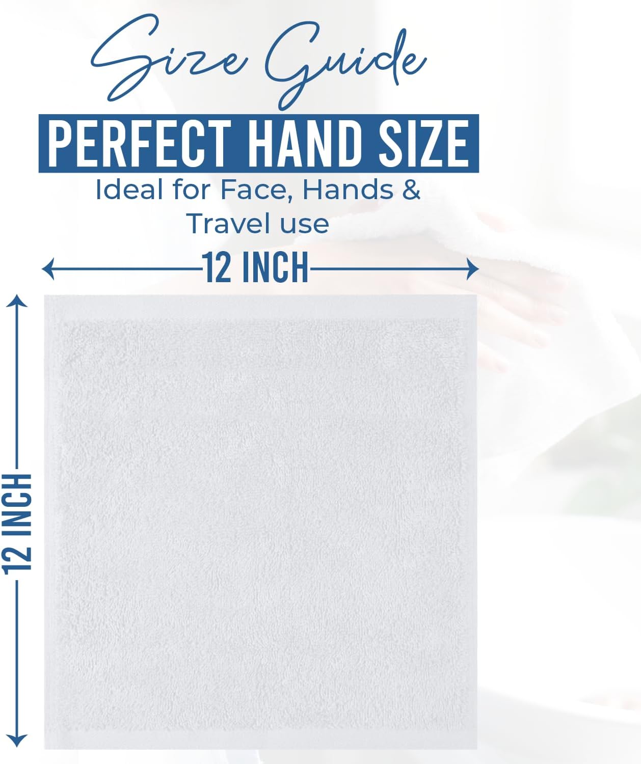 DAN RIVER 24 Pack Wash Cloths for Showering [12x12] - 100% Cotton Washcloths Premium Quality Flannel Face Cloths for Bathroom, Highly Absorbent and Soft Feel Wash Clothes, White