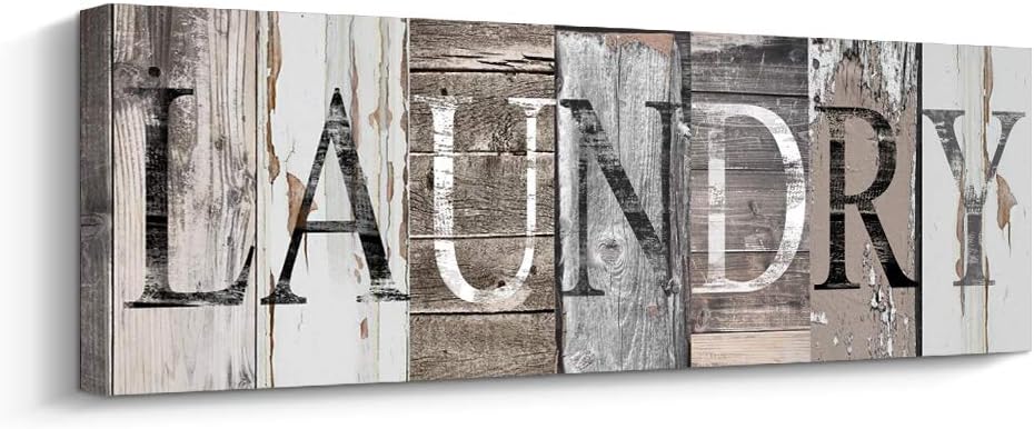 Pinetree Art Laundry Room Decor Canvas Wall Art Prints for rooms (With Solid Wood Inner Frame) (Laundry, 6 x 17 inch)
