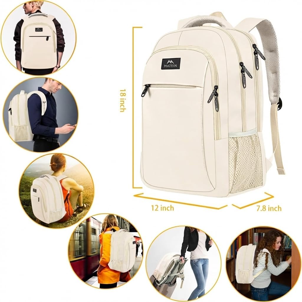 MATEIN Laptop Backpack 15.6 Inch, Anti Theft Business Travel Backpack, Water Resistant Slim Computer Work Bag for Women Teacher Nurse Office Worker