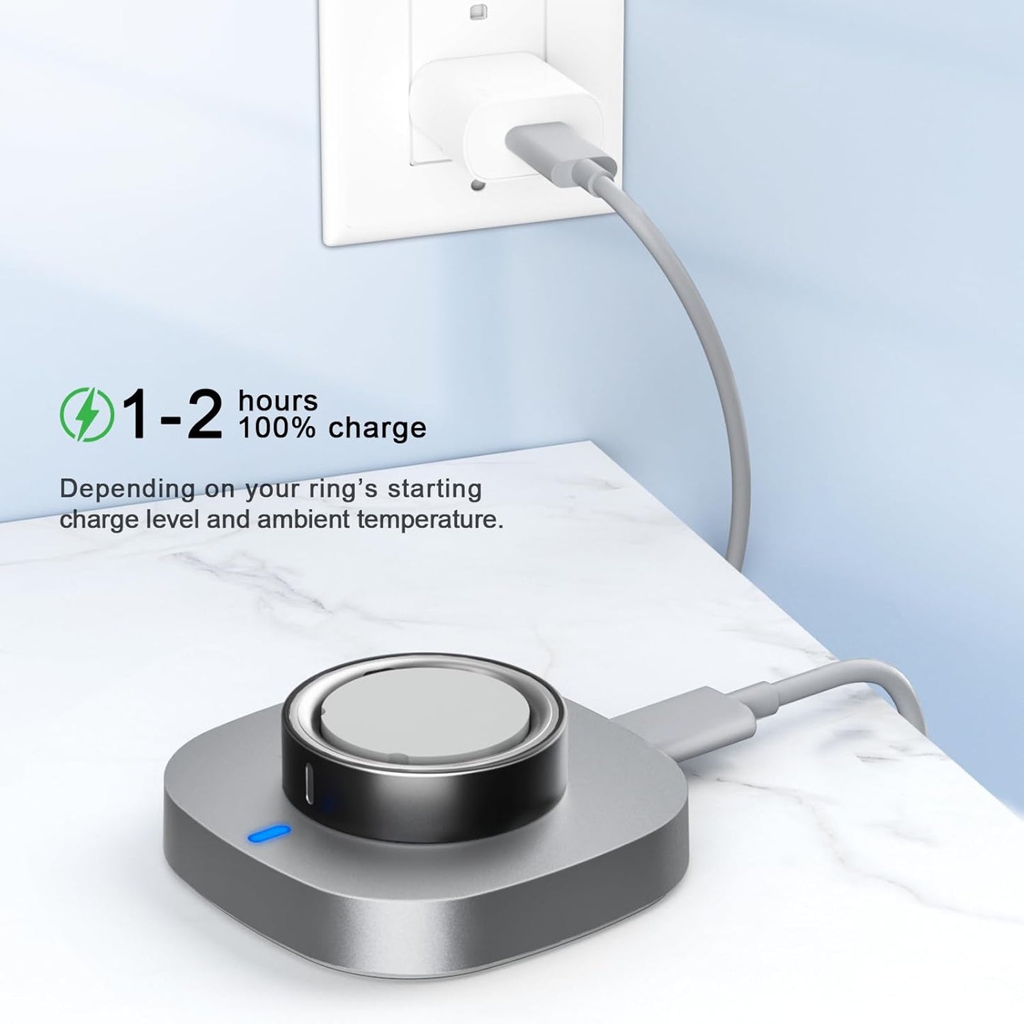 Charger Compatible with Ring Gen 4 Size 8, Fast Charging Dock with USB-C Cable (Not Compatible with Ring Gen 3)