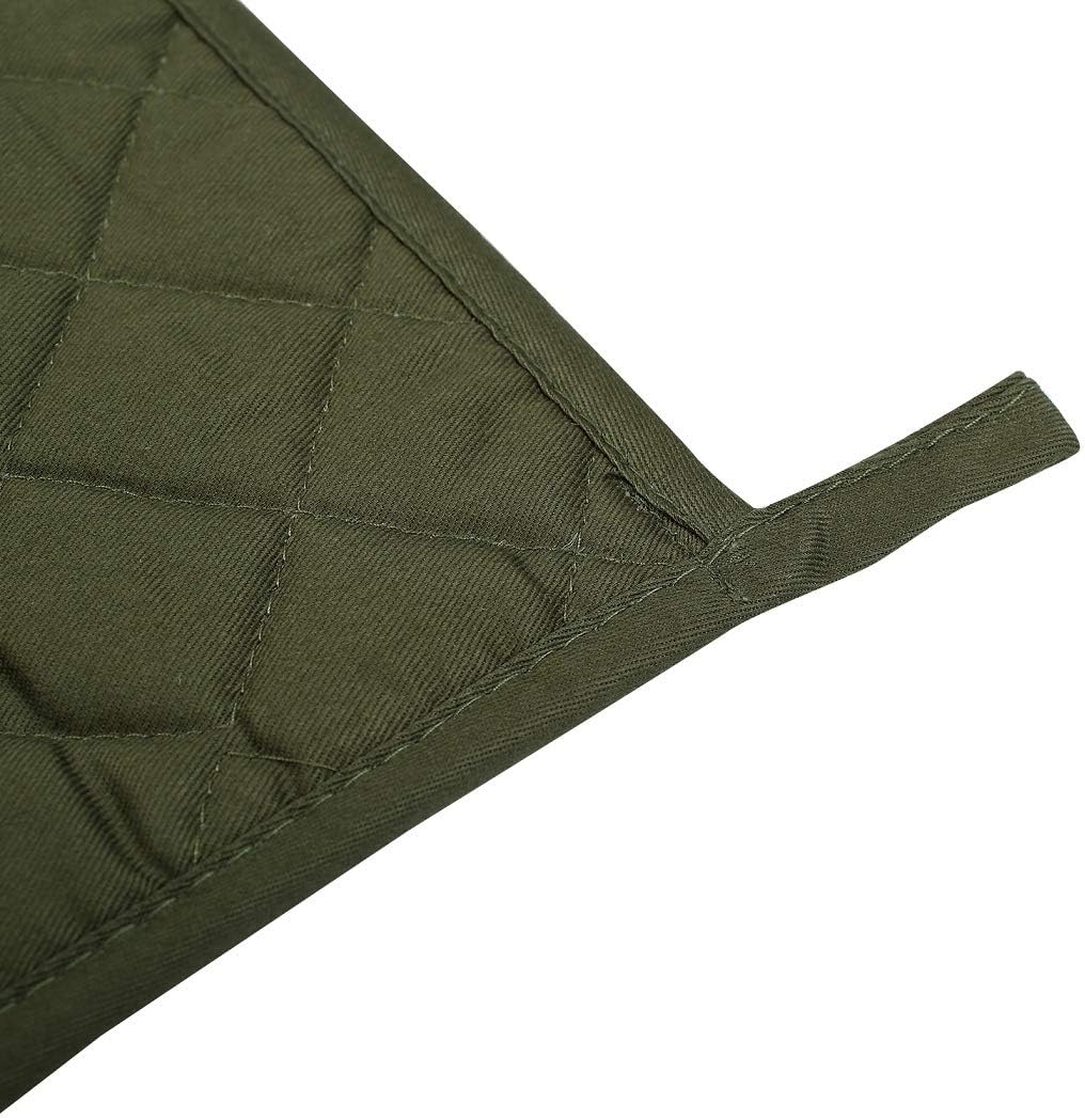 100% Cotton Potholders Kitchen Everyday Basic Terry Pot Holder Heat Resistant Large Coaster Hot Pads Kit Trivets Set for Cooking and Baking Set of 6 Olive Green