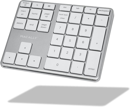 Macally Bluetooth Number Pad for Laptop - Rechargeable Wireless Numeric Keypad - Slim 35 Key Wireless Number Pad Keyboard for Data Entry, 10 Key Numpad Compatible with Mac, MacBook, iPad, PC, Windows