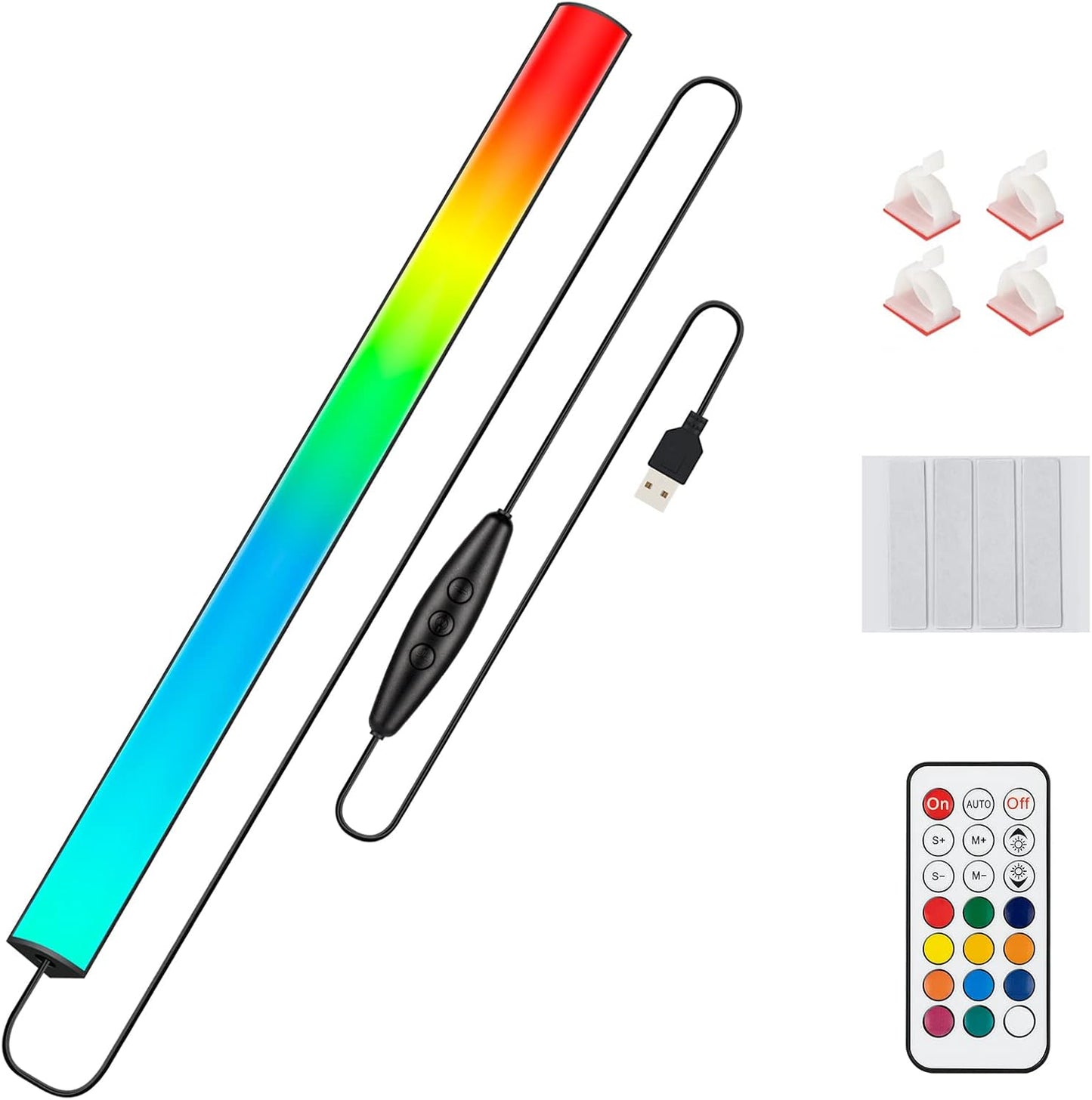 JUSJUBR 2PC RGB Under Monitor Light, Gaming Light with 353 Color Modes, LED Desk Light with Remote Control for Room/Monitor/PC Gaming Setup