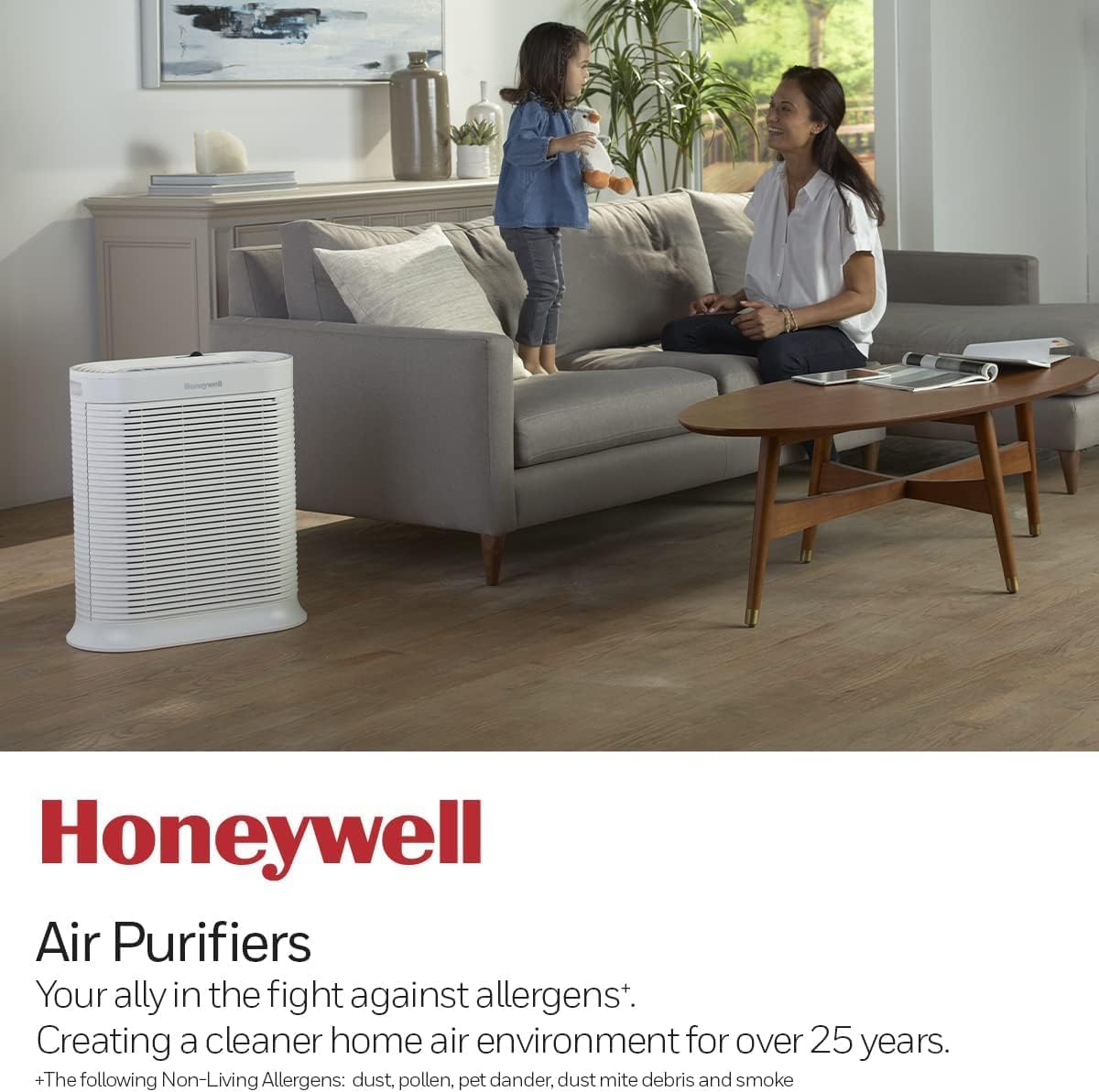 Honeywell AllergenPlus HEPA Air Purifier for Home, 2250 Ft² Rooms in 1 hour, Reduces Allergens, Dust, Pollen, Smoke, Pet Dander, Odors, White, HPA304