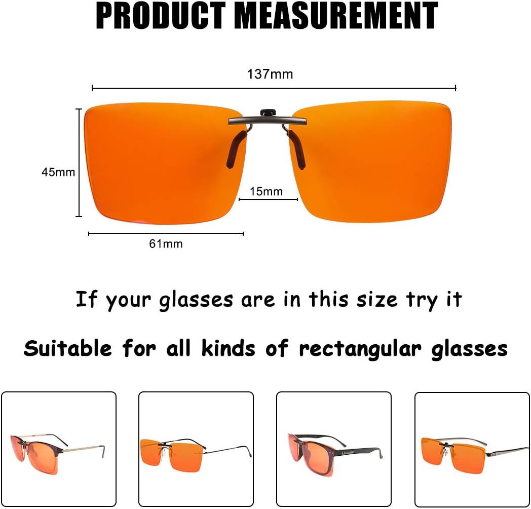 FONHCOO Clip-on Blue Light Blocking Glasses Womens Mens 2 Pack over Prescription Glasses Framless Lens Computer Gamer Eyeglasses