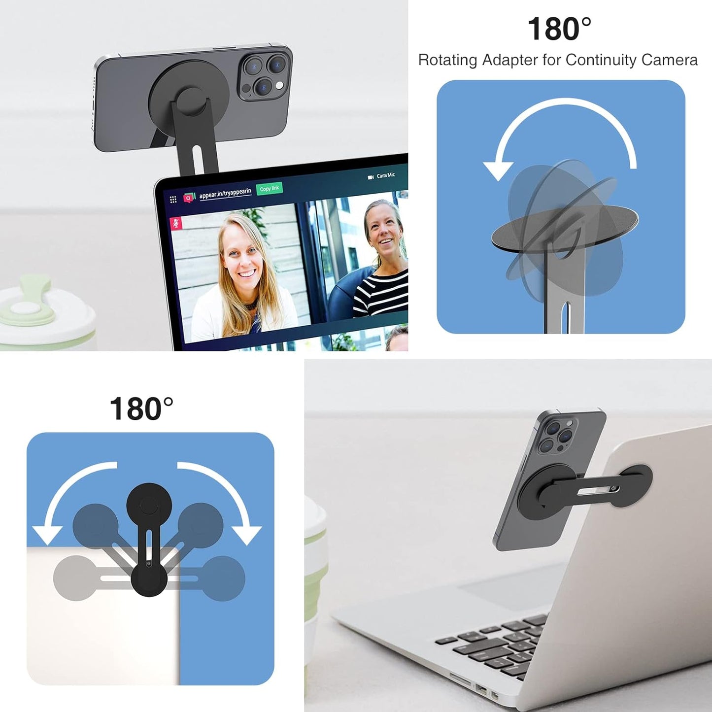 Laptop Mount Magnetic Phone Holder for MagSafe iPhone 17 16 15 14 13 12 & All Phones Phone Side Mount Adapter for Monitor Macbook Neo Computer Display for Tesla, Phone Laptop Bracket Accessories