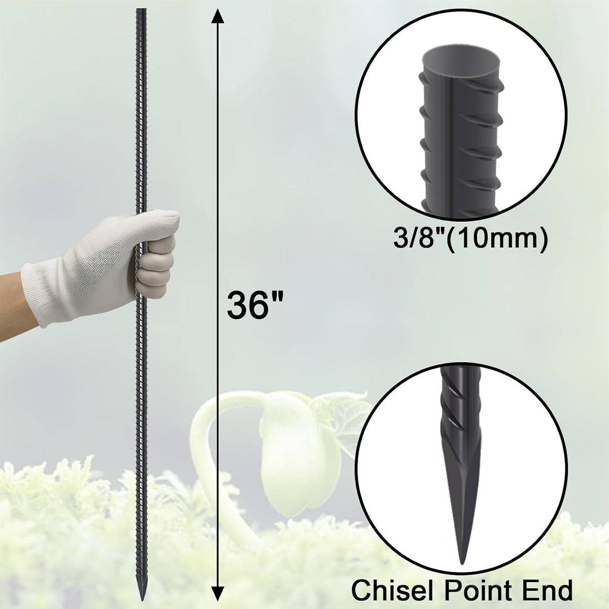 VVOKGO Straight Rebar Stakes 36 Inch Ground Concrete Form Stakes Heavy Duty