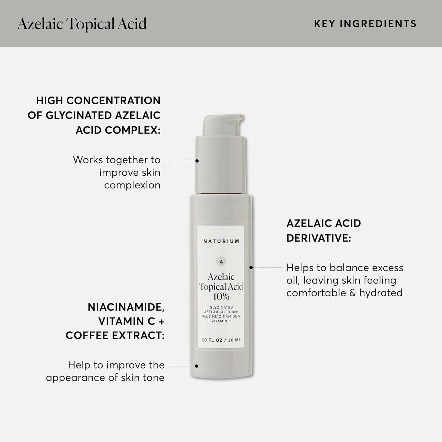 Naturium Azelaic Topical Acid 10%, Face & Skin Care Beauty Treatment with Niacinamide & Vitamin C, 1 oz