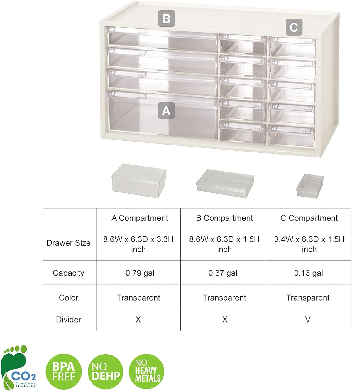 livinbox Desk organizer with 14 Drawers, Stackable storage cabinet for Arts Crafts Sewing Manicure Supply Medicine Vitamin White A9-1310-WT